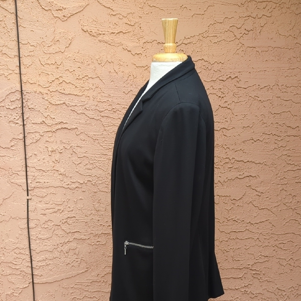Chico's Black Open-Front Blazer with Zip Pocket Accents - Picture 6 of 7